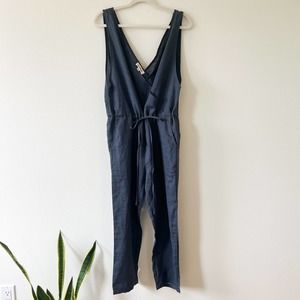 Navy Linen Jumpsuit Size M
